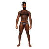 Snaked Metallic Coated Shoulder Sling Harness Thong Black/Blue L/XL