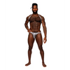 Snaked Metallic Coated Shoulder Sling Harness Thong Silver/Black L/XL