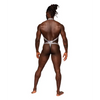 Snaked Metallic Coated Shoulder Sling Harness Thong Silver/Black L/XL