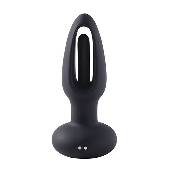 Snuggy Flapping Anal Plug Vibrator- Black - Anal Products