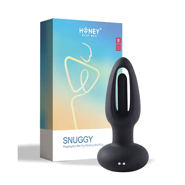 Snuggy Flapping Anal Plug Vibrator- Black - Anal Products