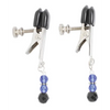 Spartacus Adjustable Broad Tip Blue Beaded Nipple Clamps - Bondage Blindfolds & Restraints