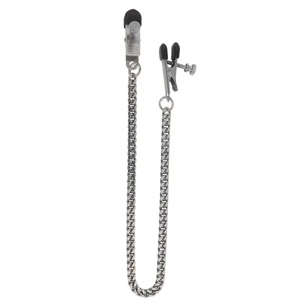 Spartacus Adjustable Broad Tip Clamps - Jewel Chain - Bondage Blindfolds & Restraints