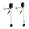 Spartacus Adjustable Broad Tip Nipple Clamps w/Purple Beads - Bondage Blindfolds & Restraints