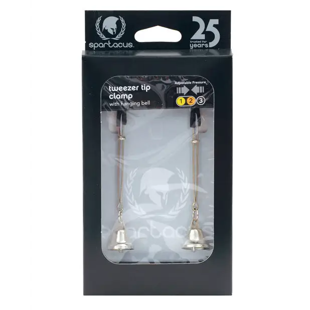 Spartacus Adjustable Tweezer Nipple Clamps w/Bells - Bondage Blindfolds & Restraints