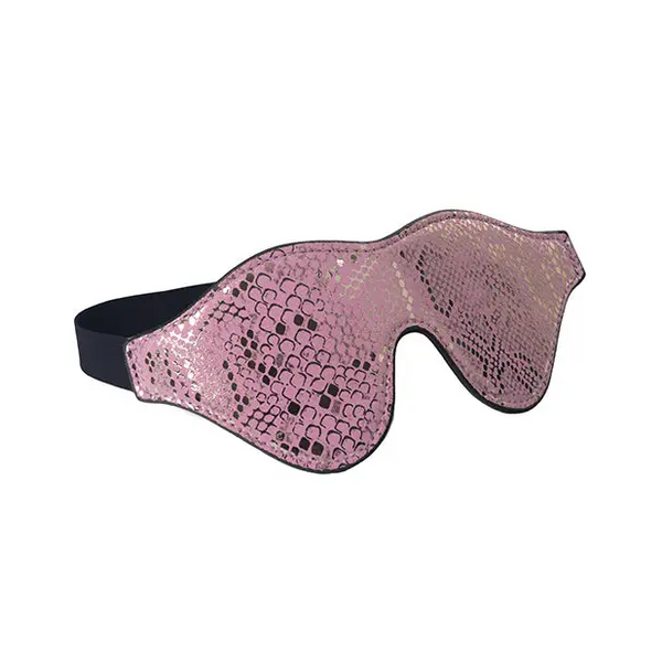 Spartacus Blindfold w/Leather - Pink Snakeskin Micro Fiber - Bondage Blindfolds & Restraints