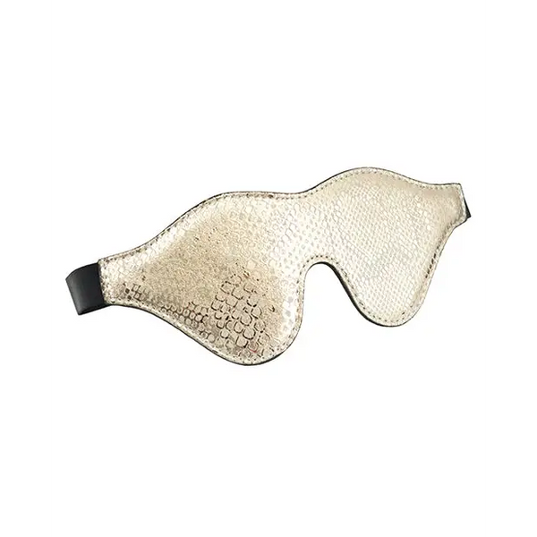 Spartacus Blindfold w/Leather - White Snakeskin Micro Fiber - Bondage Blindfolds & Restraints