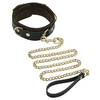 Spartacus Collar & Leash - Brown Leather w/Gold Accent Hardware - Bondage Blindfolds & Restraints