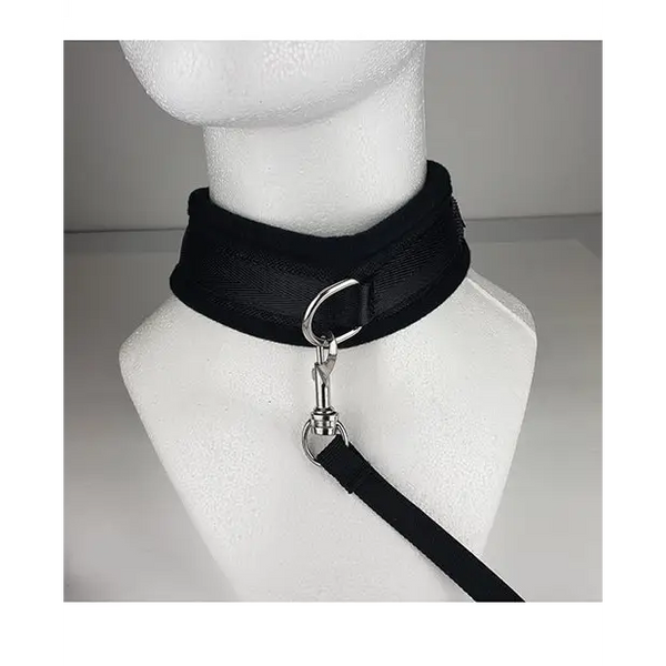 Spartacus Collar & Leash - Neoprene Black - Bondage Blindfolds & Restraints