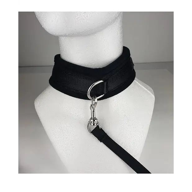 Spartacus Collar & Leash - Neoprene Black - Bondage Blindfolds & Restraints