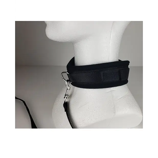 Spartacus Collar & Leash - Neoprene Black - Bondage Blindfolds & Restraints