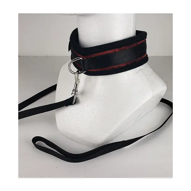Spartacus Collar & Leash - Neoprene Red - Bondage Blindfolds & Restraints