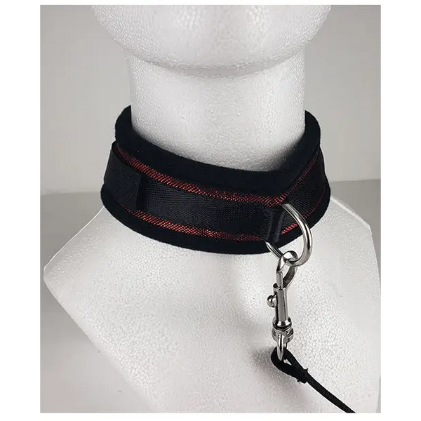 Spartacus Collar & Leash - Neoprene Red - Bondage Blindfolds & Restraints