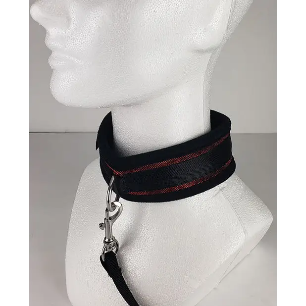 Spartacus Collar & Leash - Neoprene Red - Bondage Blindfolds & Restraints