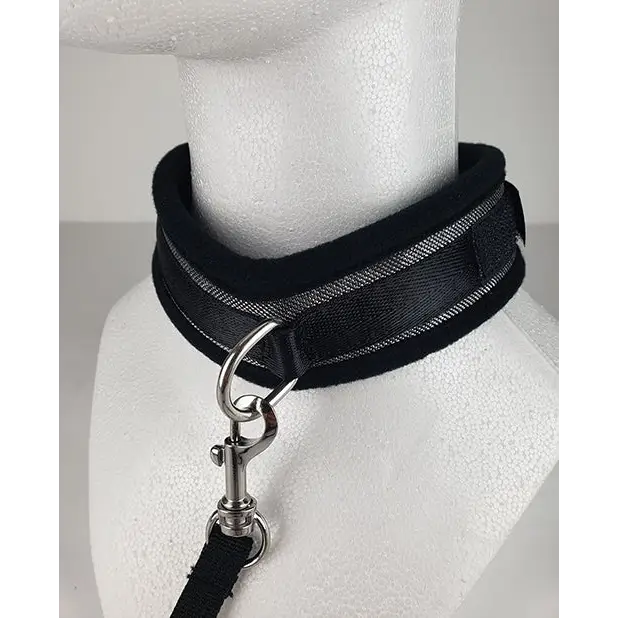 Spartacus Collar & Leash - Neoprene Silver - Bondage Blindfolds & Restraints