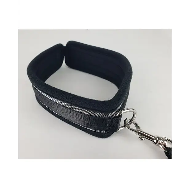 Spartacus Collar & Leash - Neoprene Silver - Bondage Blindfolds & Restraints