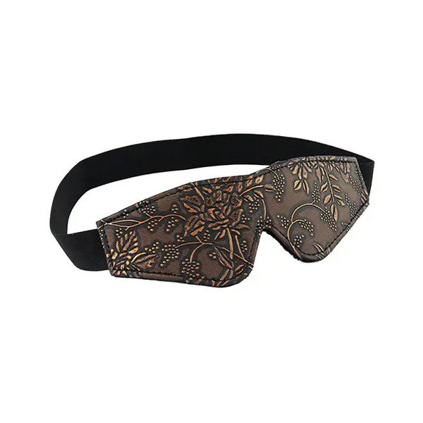 Spartacus Faux Fur Lining Blindfold - Brown Floral Print - Bondage Blindfolds & Restraints