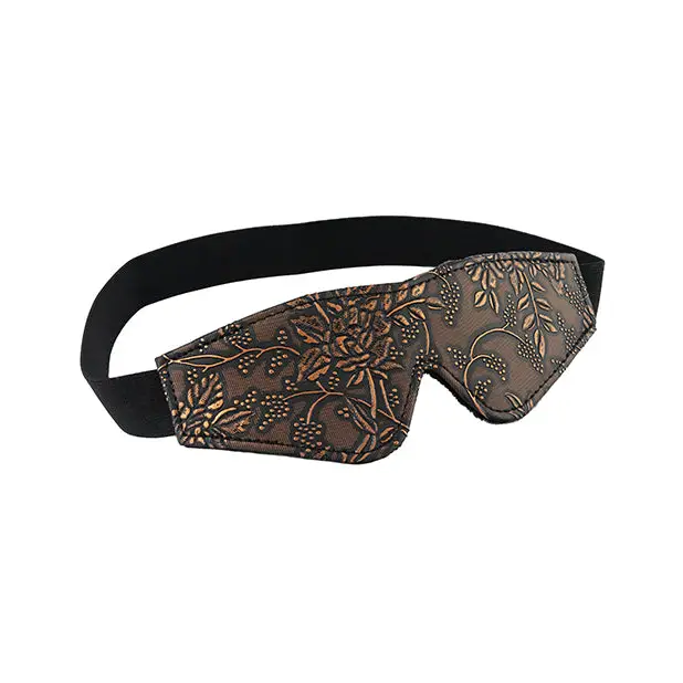 Spartacus Faux Fur Lining Blindfold - Brown Floral Print - Bondage Blindfolds & Restraints