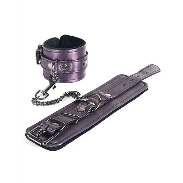 Spartacus Galaxy Legend Faux Leather Ankle Restraints - Purple - Bondage Blindfolds & Restraints