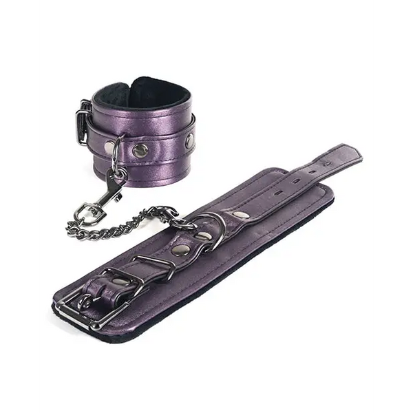 Spartacus Galaxy Legend Faux Leather Wrist Restraints - Purple - Bondage Blindfolds & Restraints