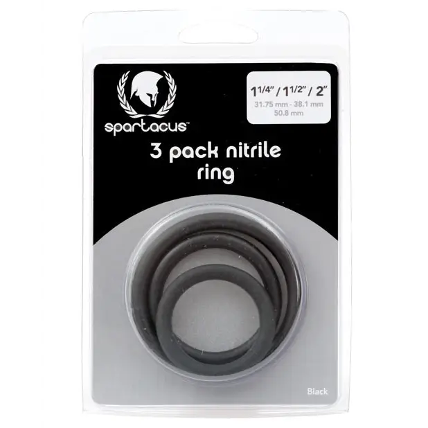 Spartacus Nitrile Cock Ring Set - Black Pack of 3 - Penis Enhancement