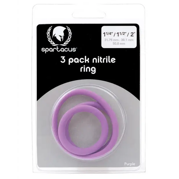 Spartacus Nitrile Cock Ring Set - Purple Pack of 3 - Penis Enhancement