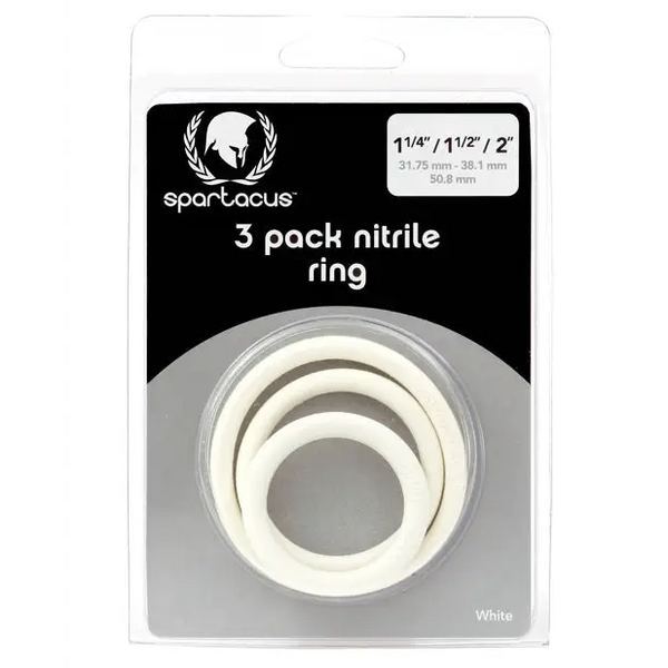 Spartacus Nitrile Cock Ring Set - White Pack of 3 - Penis Enhancement