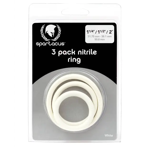 Spartacus Nitrile Cock Ring Set - White Pack of 3 - Penis Enhancement