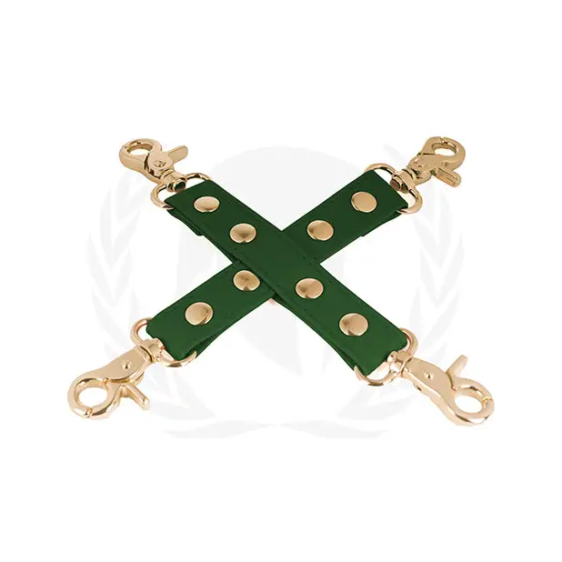 Spartacus PU Hog Tie w/Gold Hardware - Green - Bondage Blindfolds & Restraints