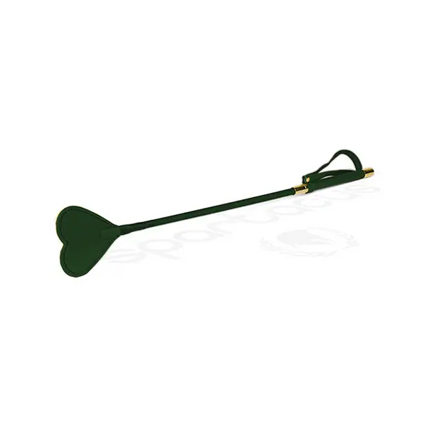 Spartacus PU Riding Crop w/Plush Heart Shape Tip - Green - Bondage Blindfolds & Restraints