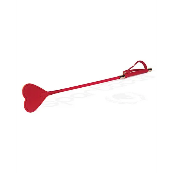 Spartacus PU Riding Crop w/Plush Heart Shape Tip - Red - Bondage Blindfolds & Restraints