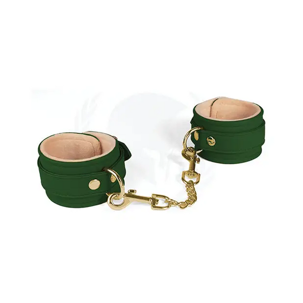 Spartacus PU Wrist Cuffs w/Plush Lining - Green - Bondage Blindfolds & Restraints