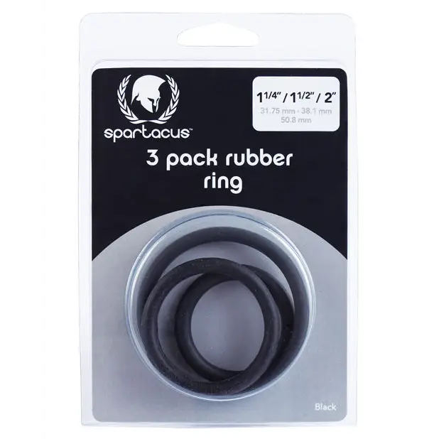 Spartacus Rubber Cock Ring Set - Black Pack of 3 - Penis Enhancement