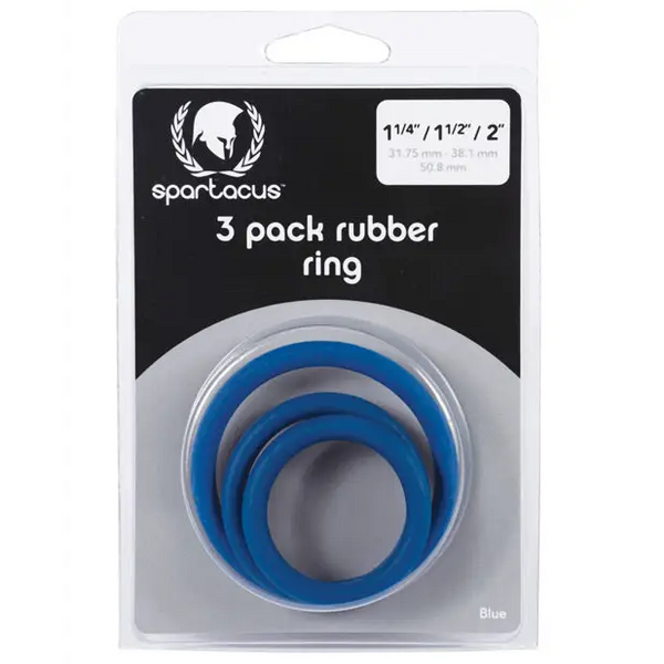Spartacus Rubber Cock Ring Set- Blue Pack of 3 - Penis Enhancement