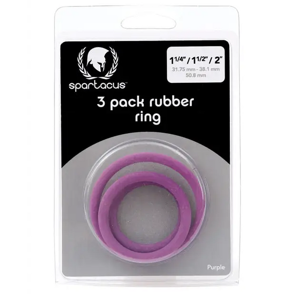 Spartacus Rubber Cock Ring Set - Purple Pack of 3 - Penis Enhancement