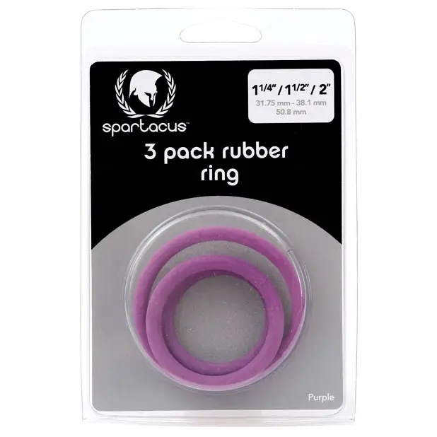 Spartacus Rubber Cock Ring Set - Purple Pack of 3 - Penis Enhancement