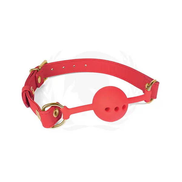Spartacus Silicone Ball Gag w/Red PU Straps - 46 mm - Bondage Blindfolds & Restraints
