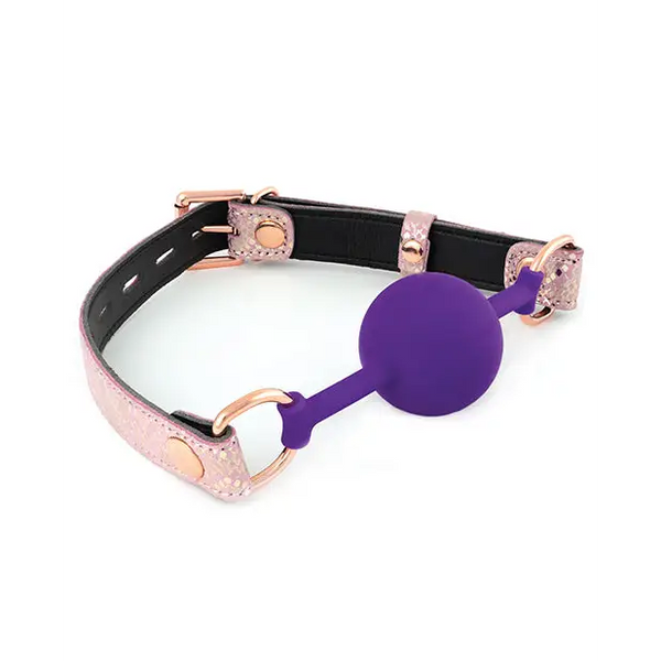 Spartacus Silicone Gag w/Leather Lining - Pink Snakeskin Micro Fiber - Bondage Blindfolds & Restraints