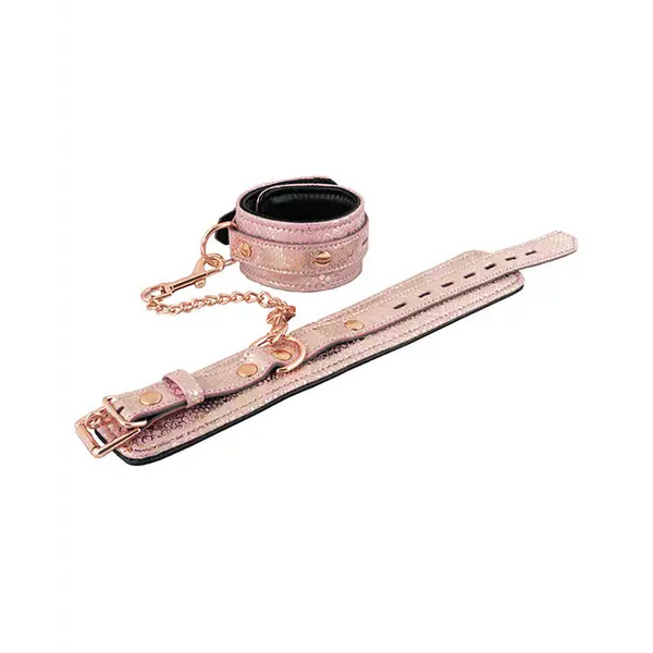 Spartacus Wrist Restraints w/Leather Lining - Pink Snakeskin Micro Fiber - Bondage Blindfolds & Restraints