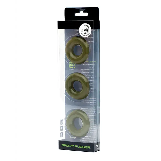 Sport Fucker Chubby Cockring Pack of 3, Army Green