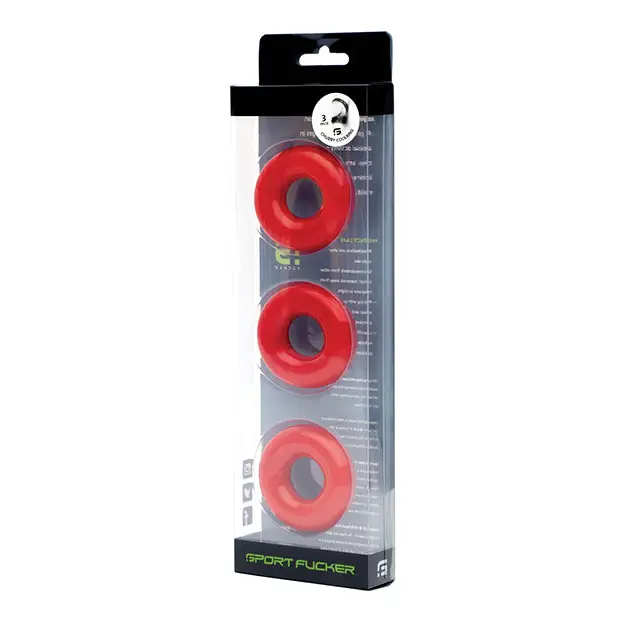 Sport Fucker Chubby Cockring Pack of 3, Red