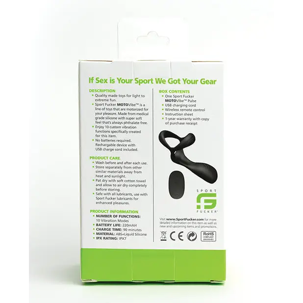 Sport Fucker Motovibe Pulse Cockring - Black - Penis Enhancement