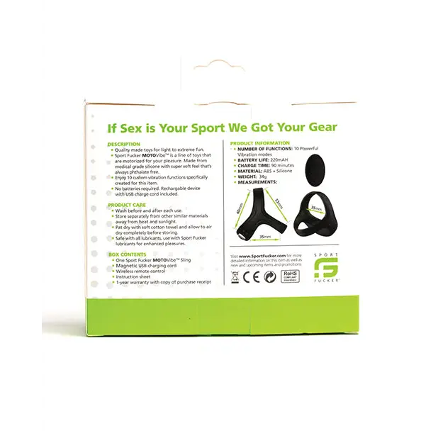 Sport Fucker Motovibe Sling Cockring w/Remote, Black