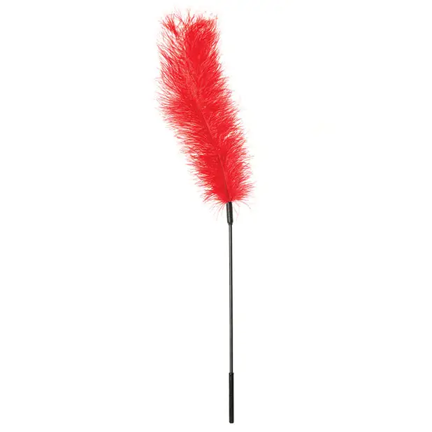 Sportsheets Body Tickler Ostrich Feather - Red - Bondage Blindfolds & Restraints