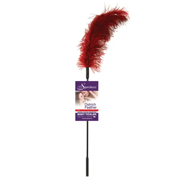Sportsheets Body Tickler Ostrich Feather - Red - Bondage Blindfolds & Restraints