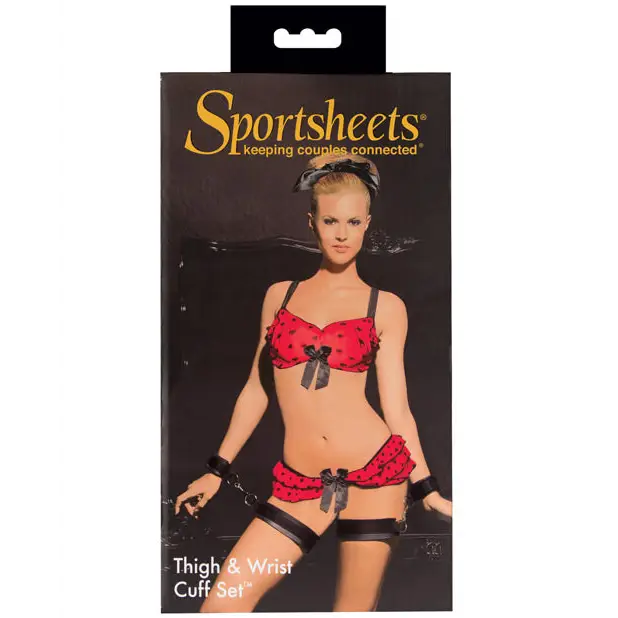 Sportsheets Thigh & Wrist Cuff Set - Bondage Blindfolds & Restraints