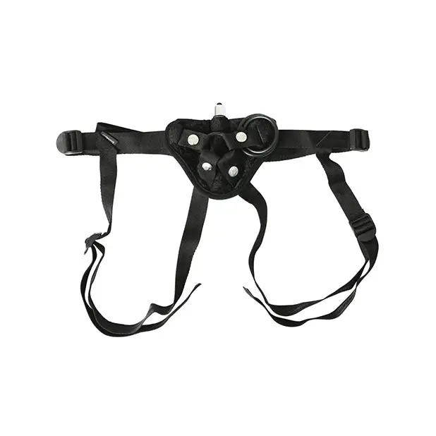 Sportsheets Vibrating Velvet Harness w/Bullet - Black - Strap Ons