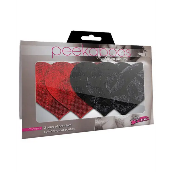 Stolen Kisses Hearts - Red & Black Pack of 2 - Lingerie - Packaged