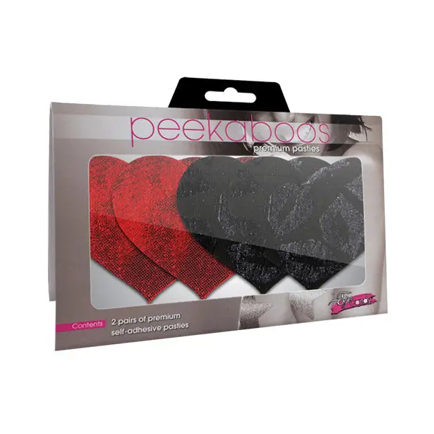 Stolen Kisses Hearts - Red & Black Pack of 2 - Lingerie - Packaged