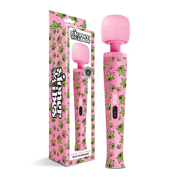 Stoner Vibes Wacky Weed Wand Massager, Pink Kush